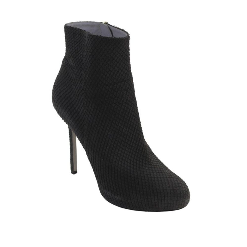 Sergio Rossi Women's Round Toe Leather Stiletto Ankle Boots Black Size 39.5